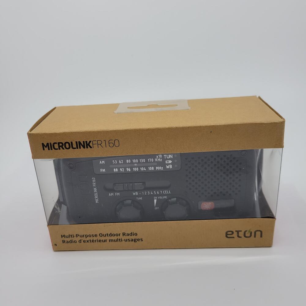 Eton Microlink FR160 Black Multi-purpose Outdoor Radio Crank Solar-powered New
